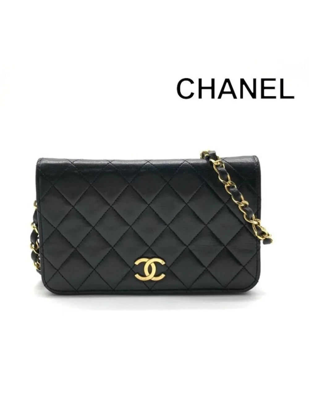 Chanel Mini Quilted CC Logo Chain Shoulder Bag Push Lock Lambskin